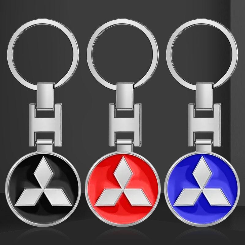 1Pcs Metal Car Emblem Key Chain Rings Auto Keychain Styling For Mitsubishi RALLIART Pajero ASX Lancer X 9 Outlander 3 L200