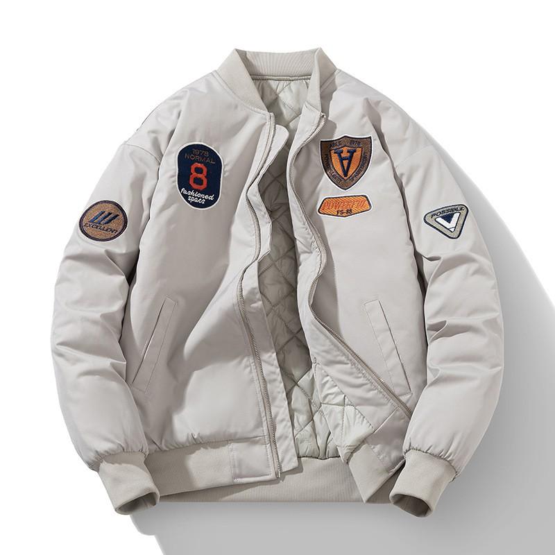 Unisex Oversized Streetwear Bomber Jacket Winter Thickened Fleece Lined Casual Outerwear Men Women