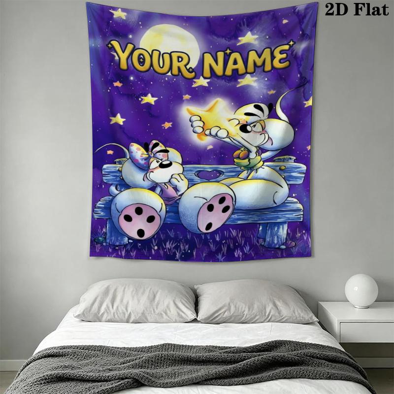 Custom Name diddl Wall Tapestry Aesthetic Wall Hanging Printed Fabric Blanket Decorative Tapestries for Bedroom Living Room Home Decor