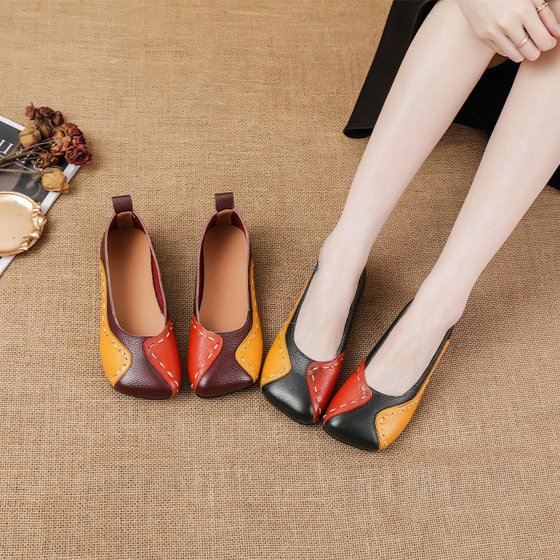Soft Sole Genuine Leather Mother Shoes Single Shoes Comfortable Beef Tendon Soles Are Not Tired Women's Shoes for Women
