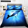 Пододеяльник с изображением китов King Queen, комплект постельного белья с изображением морских животных, водорослей, морских звезд, морских обитателей, пододеяльник из синего полиэстера