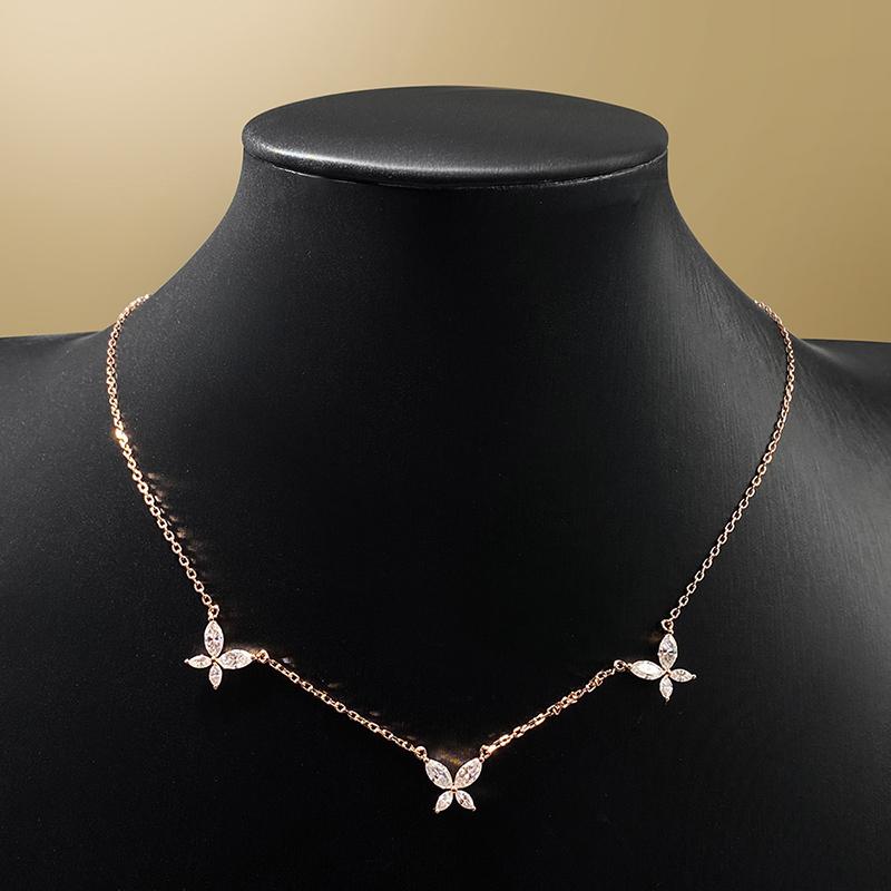 Smyoue 18K Plated Marquise Cut Moissanite Necklace Pendant for Women Girls Gift Lab Diamond Chain 925  Silver Jewelry