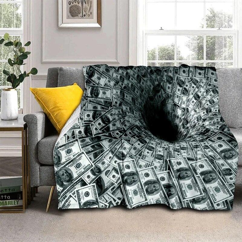 Богатое 3D одеяло с узором в долларах и евро, мягкое одеяло для дома, спальни, кровати, дивана, пикника, путешествия, офиса, одеяло, детское одеяло