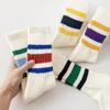 Трендовые японские толстые полосатые носки-гольфы - Ретро махровые подошвы до середины икры для мужчин и женщин