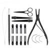 GlamorDove Hair Extension Pliers Kit 2 Holes Beading Pliers and Metal Hair Clips Micro Ring Needle Pulling Hook Hair Threader
