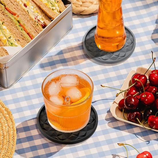 6Pcs Silicone Coasters Insulated Anti-Scald Heat-Resistant Odor-free Drink Coasters Home Bar Kitchen Decor