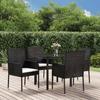 VidaXL Garden Dining Furniture and Cushions 5pcs Black Wicker 3185156