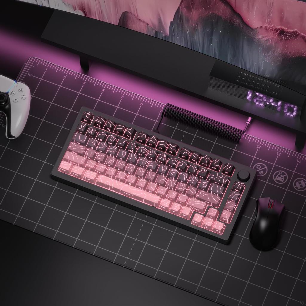 98-Key Contour Keycaps, 4.0 Cherry Profile, Side Engraving (Pink)