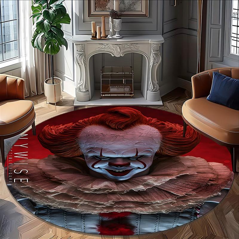 1pc Pennywise2 Print Round Carpet Chair Round Carpet Suitable for Bedroom Living Room Home Decorative Carpet