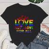 (Premium T-shirt)Cute Lgbt All For Love And Love For All Printed T-Shirts For Women Short Sleeve Funny Round Neck Tee Shirts