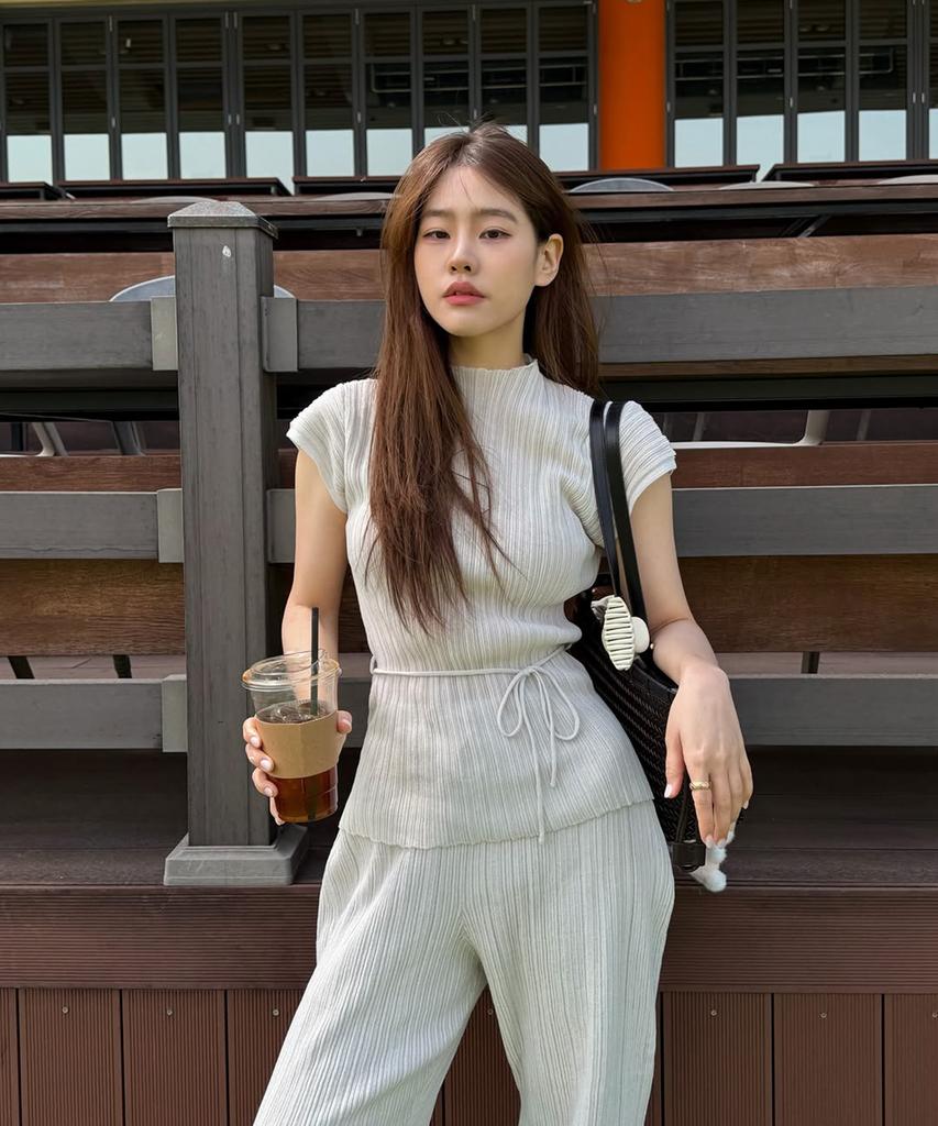JUCYJUDY Belted Pleated Knit Top J1Kt321I