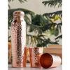 Pure Copper Drinkware Gift Set of Hammered Design 1 Bottle & 2 Glass With Gift Box, Gift Item for Diwali, Bottle-1 Liter & Glass-300 Ml