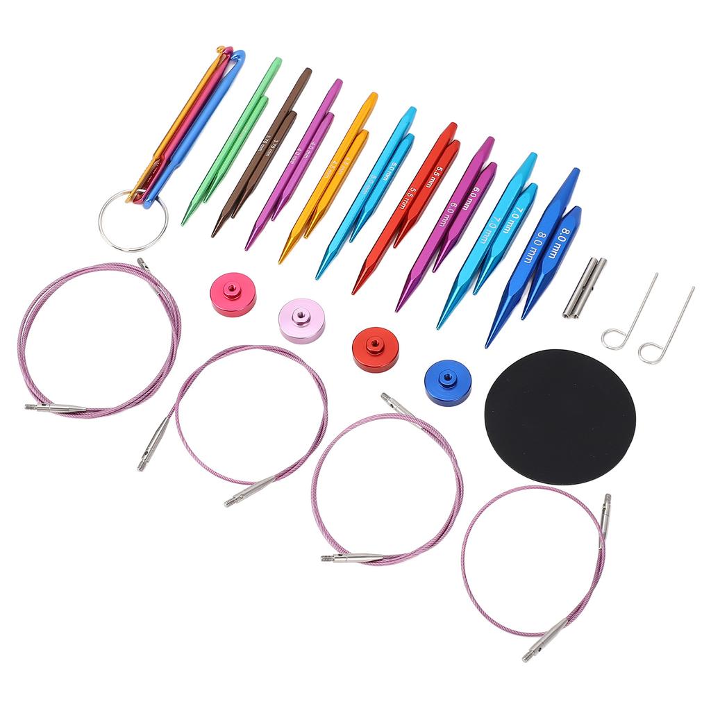 Cube Knitting Needle Set Detachable Aluminum Square Sleeve Needles with Buttons Cables Crochet