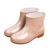 Women's Short Rain Boots with Cowhide Sole, Cotton Lined, Non-Slip, Warm and Protective.