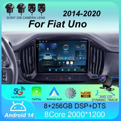 Автомагнитола Android 14 Carplay Auto Для Fiat Uno 2014 2015 2016 2017 2018 2019 2020 GPS Мультимедийный Плеер Стерео видео WIFI+4G DSP
