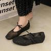 Height-increasing Bow Fairy Single Shoes Female 2025 New Spring and Autumn Mesh Breathable Shallow Mouth Mary Jane Shoes