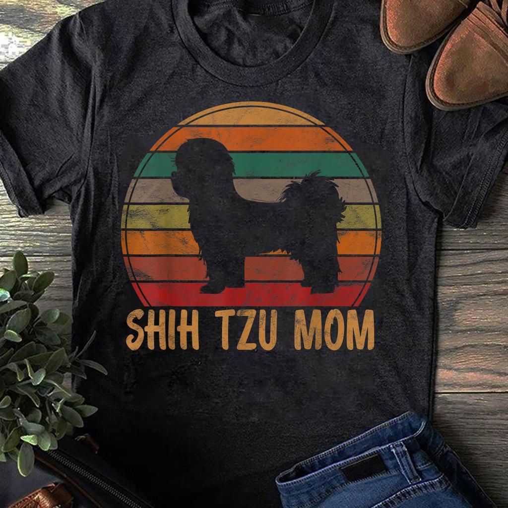 Retro Shih Tzu Mom Gift Apparel Dog Owner Mother Pet Mama T-Shirt - Gift for Dog Lovers - Funny Dog - Shih Tzu Dog Lovers - Mother's Day