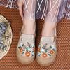 Мода 2024Женские повседневные льняные мюли ручной работы с вышивкой на плоской подошве, ретро-веганские летние женские удобные холщовые эспадрильи