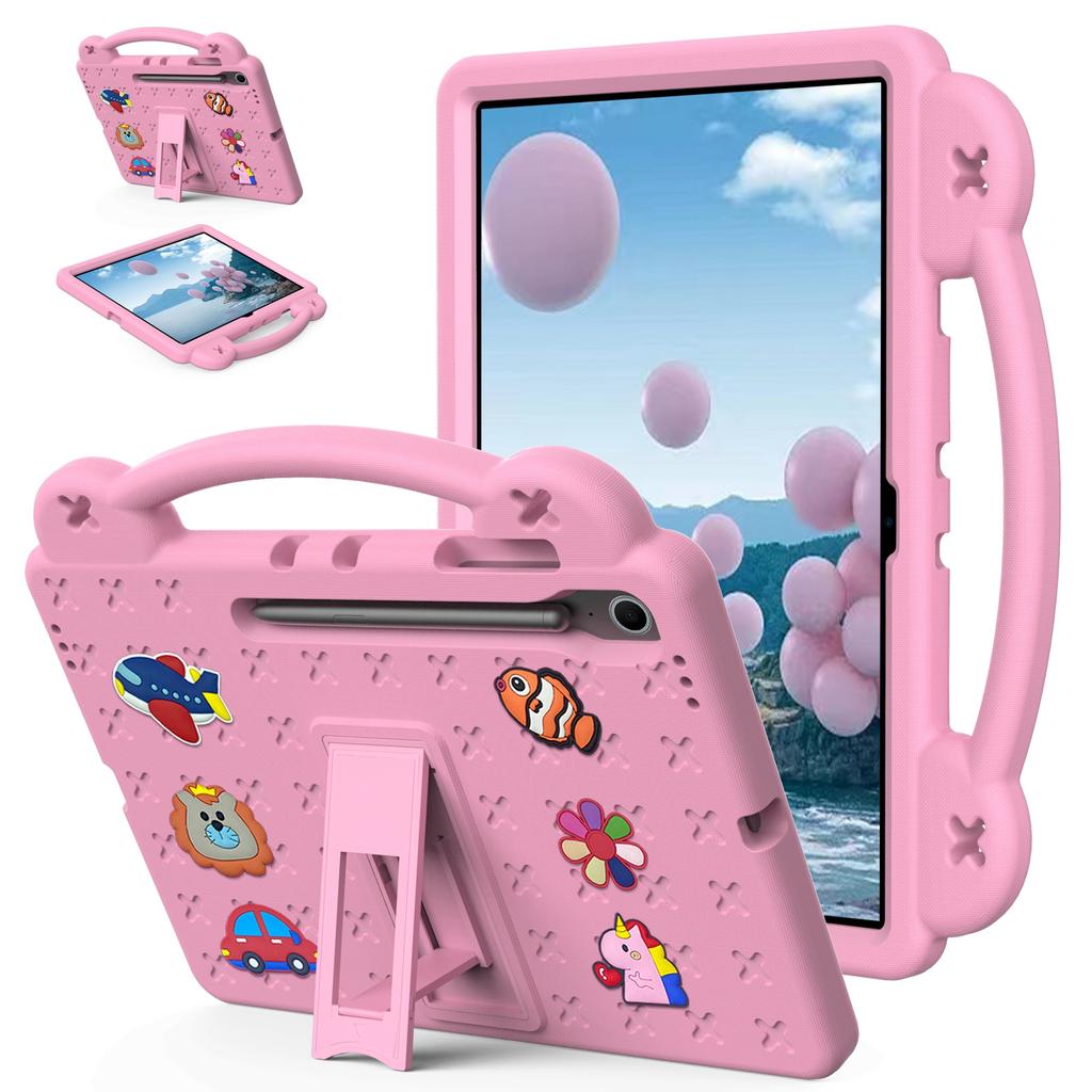 For Samsung Galaxy Tab S10 FE+ Case Kids Cartoon Patterns Hand Grip Kickstand Tablet EVA Cover