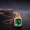 Rose Gold 3 Carats Emerald Stone Pendant Women Pure Natural Green Emerald Gemstone 14K Rose Gold Necklace Jewelry Pendant