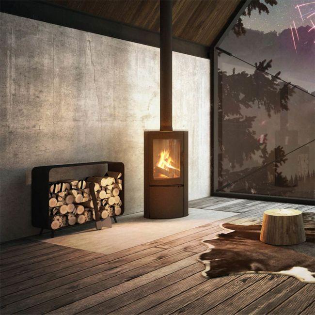 Дровяная печь-камин из чугуна KRATKI AB Ø 150 8 кВт с самозакрывающейся дверцей