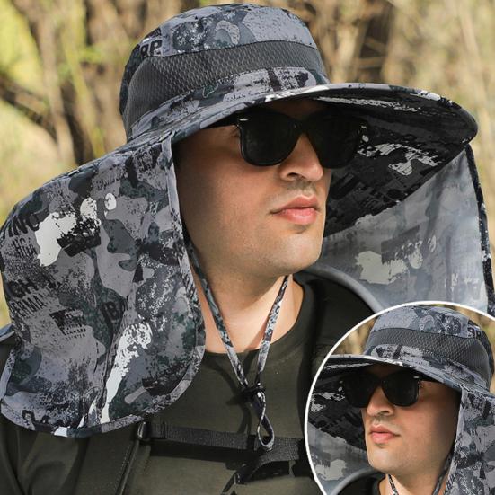 Solar Fan Hat with Neck Flap USB Rechargeable UV Protection Dual Cooling Fan