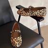 2025 Autumn New Round Head Ballet Shallow Mouth One-word Buckle Flat Bottom Leopard Print Single Shoes Female Mary Jane