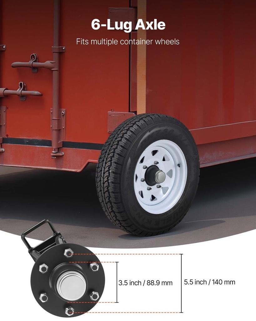 Shipping Container Wheels 6-Lug Wheels Kit, Heavy Duty Shipping Container Axle with Ratchet Tie Down-Moves 6 m-12 m, Secure Transport for Dock,