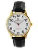 Perfect Men' Belt C410N-09 Gold Case, White Dial, Black Strap, White Stitching