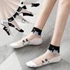 5 пар женских носков с черными и белыми кошками, дышащие, влагоотводящие из стекловолокна, износостойкие и устойчивые к запаху летние носки