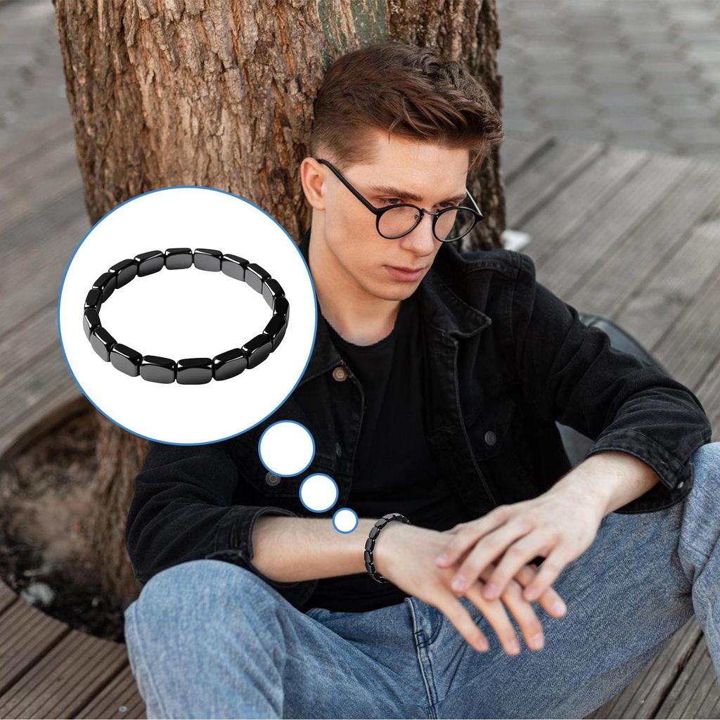 Браслет из гематита Мужской браслет из натурального гематита Мужские украшения Декор для запястья Повседневная носка для отца, мужа