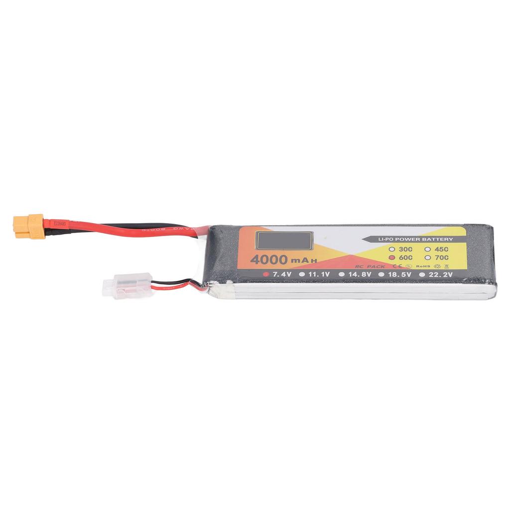 RC Lipo Battery 7.4V 60C Discharge Rate 2S XT60 Plug Connector 4000mAh Power for Remote Control