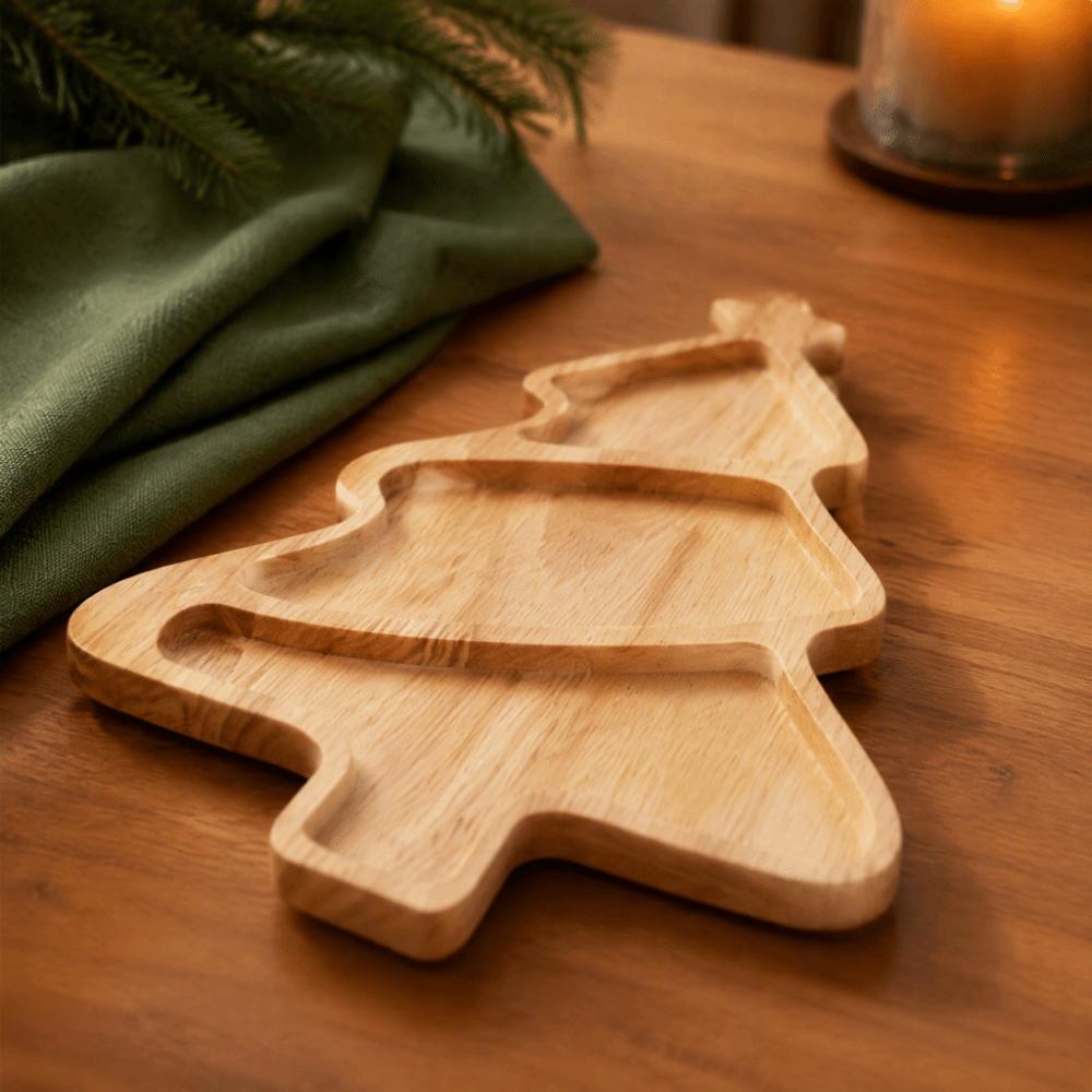 Reindeer Shape Wooden Christmas Platter Tree Shape Serving Tray Holiday Serving Board Holiday