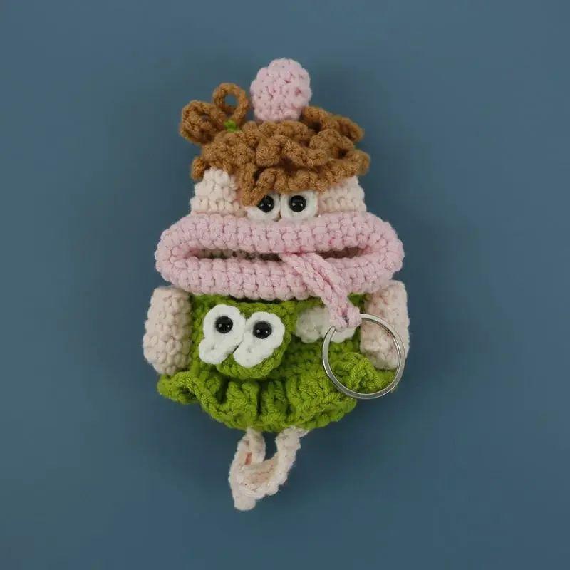 Забавные вязаные крючком брелоки Вязание Милая кукла с сосисочным ртом Держатель для ключей Полезная вязаная сумка для хранения Брелоки для автомобильных ключей Оптовая торговля