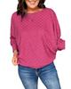 Azura Exchange Bright Pink Checker Textured Dolman Sleeve Top