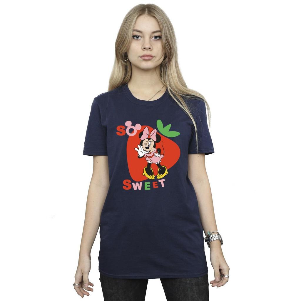 Disney Womens/Ladies Minnie Mouse So Sweet Strawberry Cotton Boyfriend T-Shirt