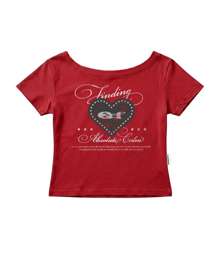 ESCAPEFROM Heart Point Escf Print Boat Neck Slim Fit Short Sleeve T-Shirt [4 Colors]