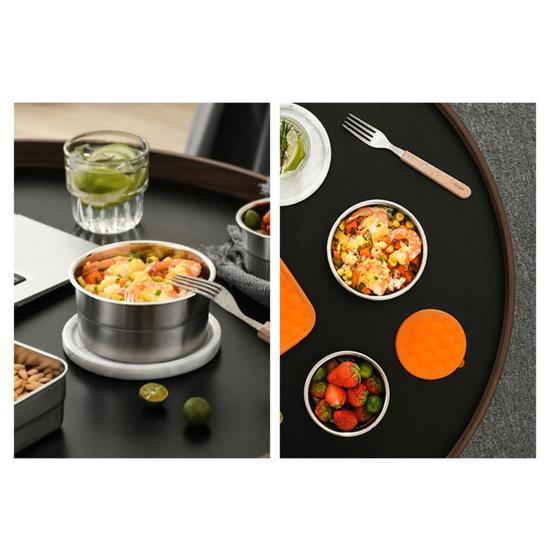 Контейнеры из нержавеющей стали для закусок для детей, герметичный контейнер для еды для малышей с силиконовыми крышками, складной металлический ланч-бокс для школы и детского сада