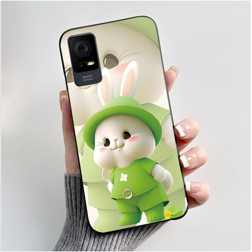 Матовый мягкий чехол из ТПУ для TCL 408 405 406 403 305i T506D T506K, задняя крышка, роскошный, милый, любовь, кролик, смешной, черный, силиконовый чехол для телефона