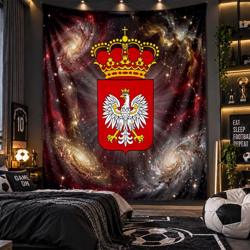 Wall Hanging Tapestry Poland Football Print Cloth for Living Room Bedroom Home Decor