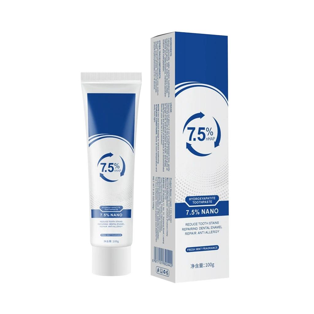 Зубная паста с гидроксиапатитом — это полностью английская зубная паста для ухода за эмалью, которая освежает дыхание, эффективно отбеливает и очищает зубы.