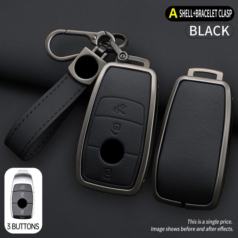 3 Button Zinc Alloy Leather Car Key Key Case for Mercedes-Benz AMG A C E S G Class GLC CLE CLA GLB GLS W177 W205 W213 Key Case BE1