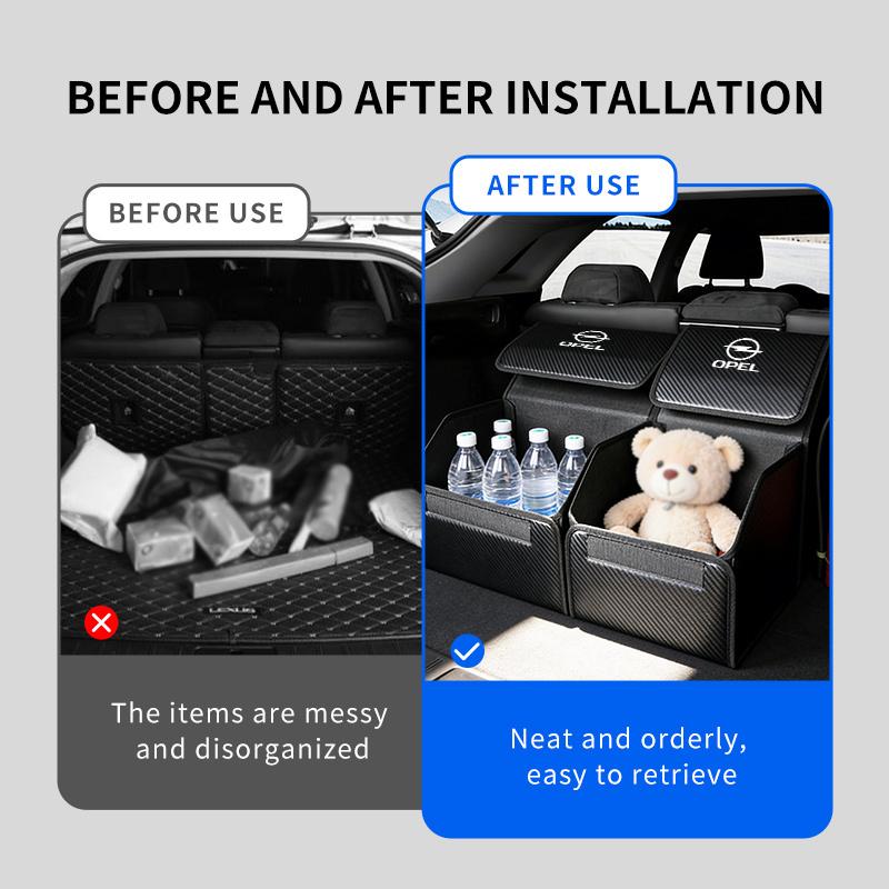 AAAYR1 Car Trunk Fold Large Capacity Organizer Bag Storage Leather Tidying Box Accessories For Opel Insignia Astra G J F K Vectra C H