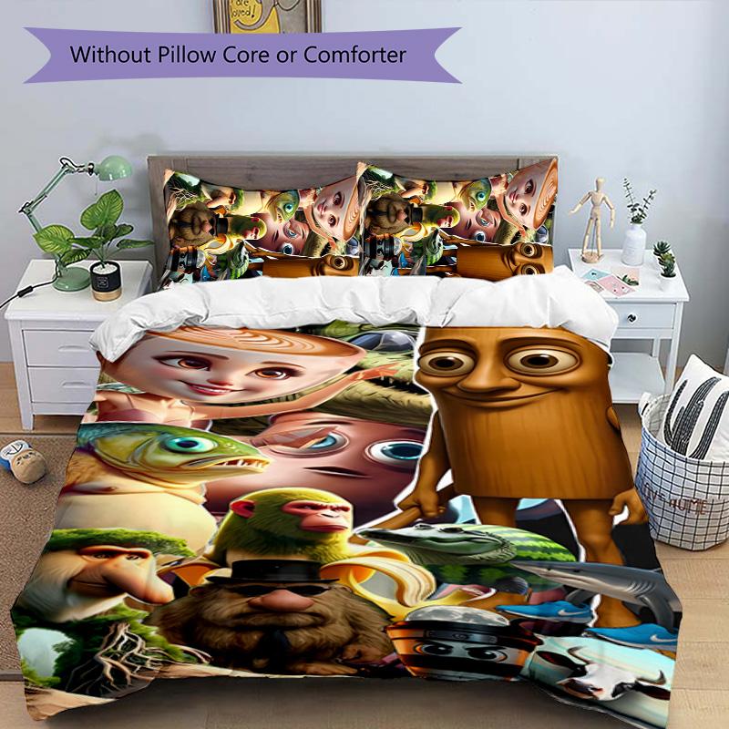 3pcs Italian Brainrot characters6 pattern bedding set duvet cover set includes duvet cover &pillowcases, perfect all season bedroom decoration & gift