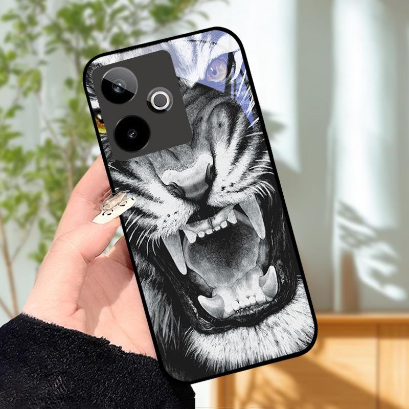 Для Realme GT7 5G Чехол Роскошный Чехол с Рисунком Закаленное Стекло Чехол для Телефона Для Realme GT 7 Fundas Жесткий PC Ударопрочный Корпус Бампер