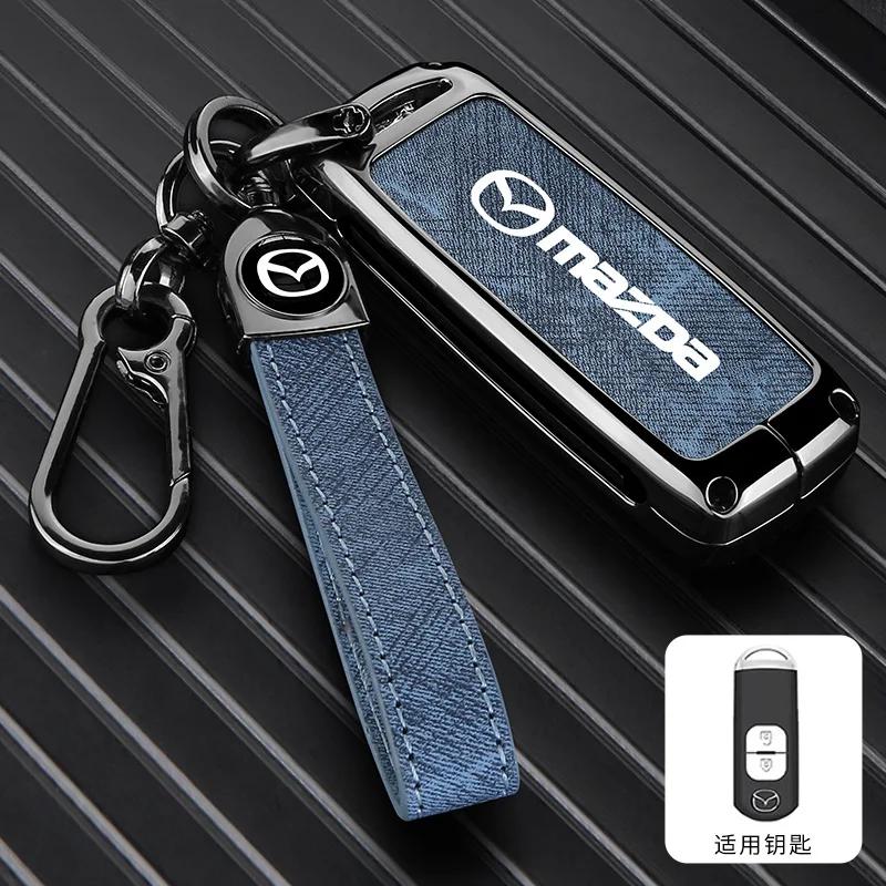 2025 Горячий Винтажный Стирка Водой Джинсовый Чехол для Брелока Автомобиля Для Mazda 2 3 5 6 Axela Atenza Demio CX-3 CX5 CX-7 CX-9 MX-5 2015-2019 Acc