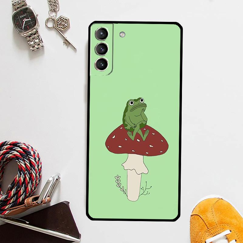 Мятно-зеленый Чехол-гриб с лягушкой для Samsung Galaxy S25 Ultra S20 S21 S22 S23 Plus S24 Ultra S9 S10 S25 FE Чехол Coque