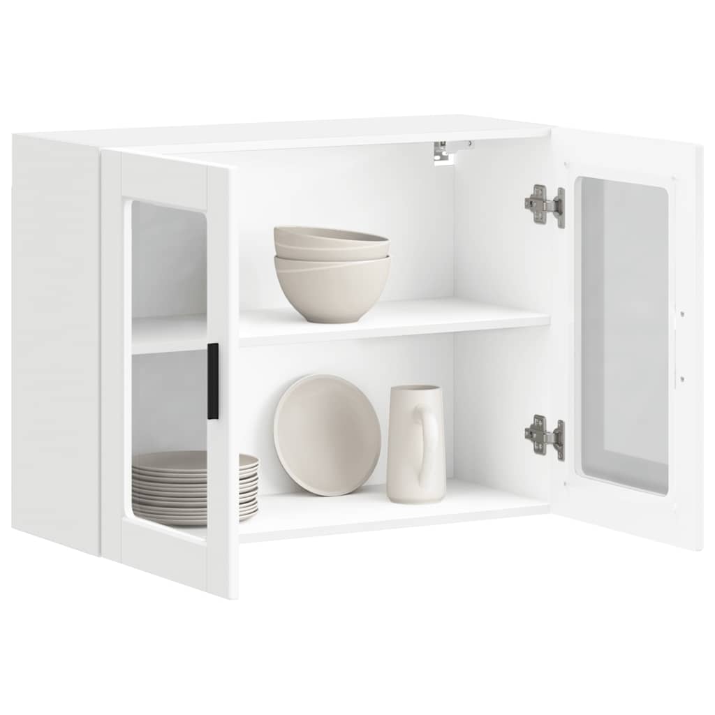 White Kitchen Wall Cabinet with Glass Door Porto Series