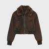 2023 Women's Warm Brown Fur Motorcycle Jacket - European & American Lapel Style