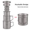 TOMSHOO Titanium Tea Cup Set with Strainer Lightweight Stackable Water Coffee Cup Mug with Lid and F